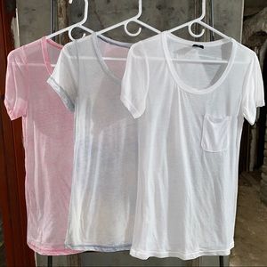 BDG Sheer Distressed Acid Wash White Tee Shirt Set